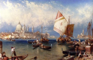 古典的なヴェネツィア Painting - ジュデッカの市場の日 ヴィクトリアン マイルズ・バーケット・フォスター ヴェニス